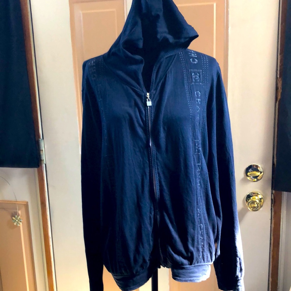 Chanel Graphic Lightweight Sweater Jacket with Logos